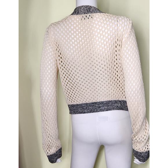 Urban Outfitters Zola Open Stitch Crop Sweater Size L Cream Boho Beachy Coastal - Picture 5 of 11